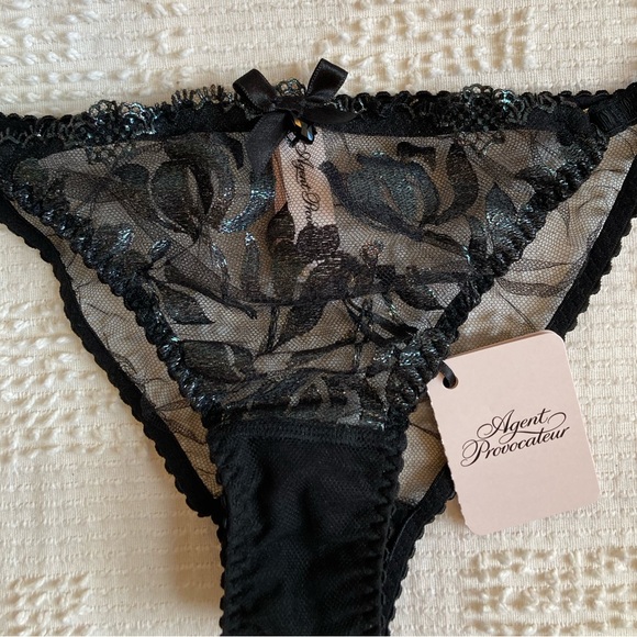 AGENT PROVOCATEUR Sparkle Brief in Black - Shimmer Lace Panties - Picture 12 of 16